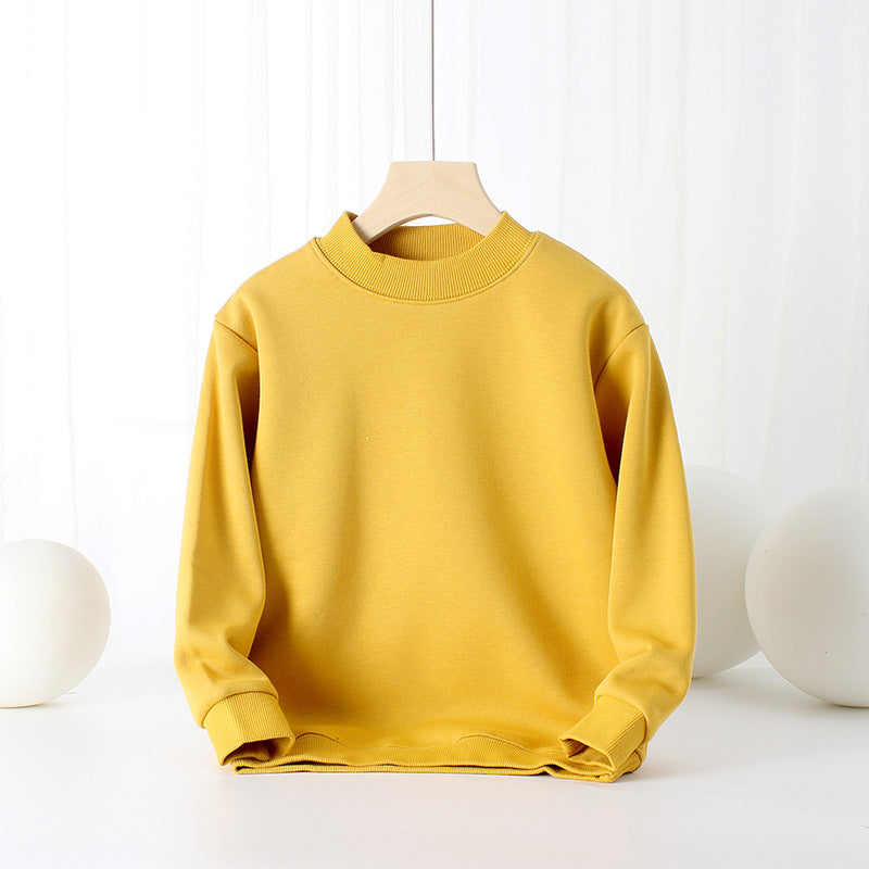 Baby Solid Color Thickened Autumn Basic Hoodies-12